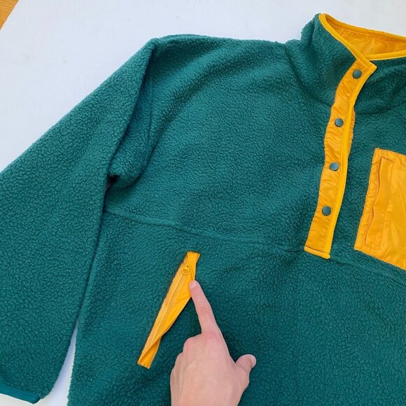 Wilo The Label Cozy Fleece Pullover,Sweater,Quarter button front Green Small,NEW - Picture 12 of 15
